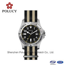 Wristband Nylon Men Dress Watch Small Polished Gold Stainless Steel Watch